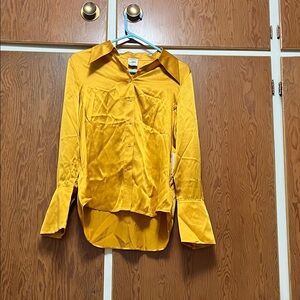 Golden Satin Button Down Shirt
